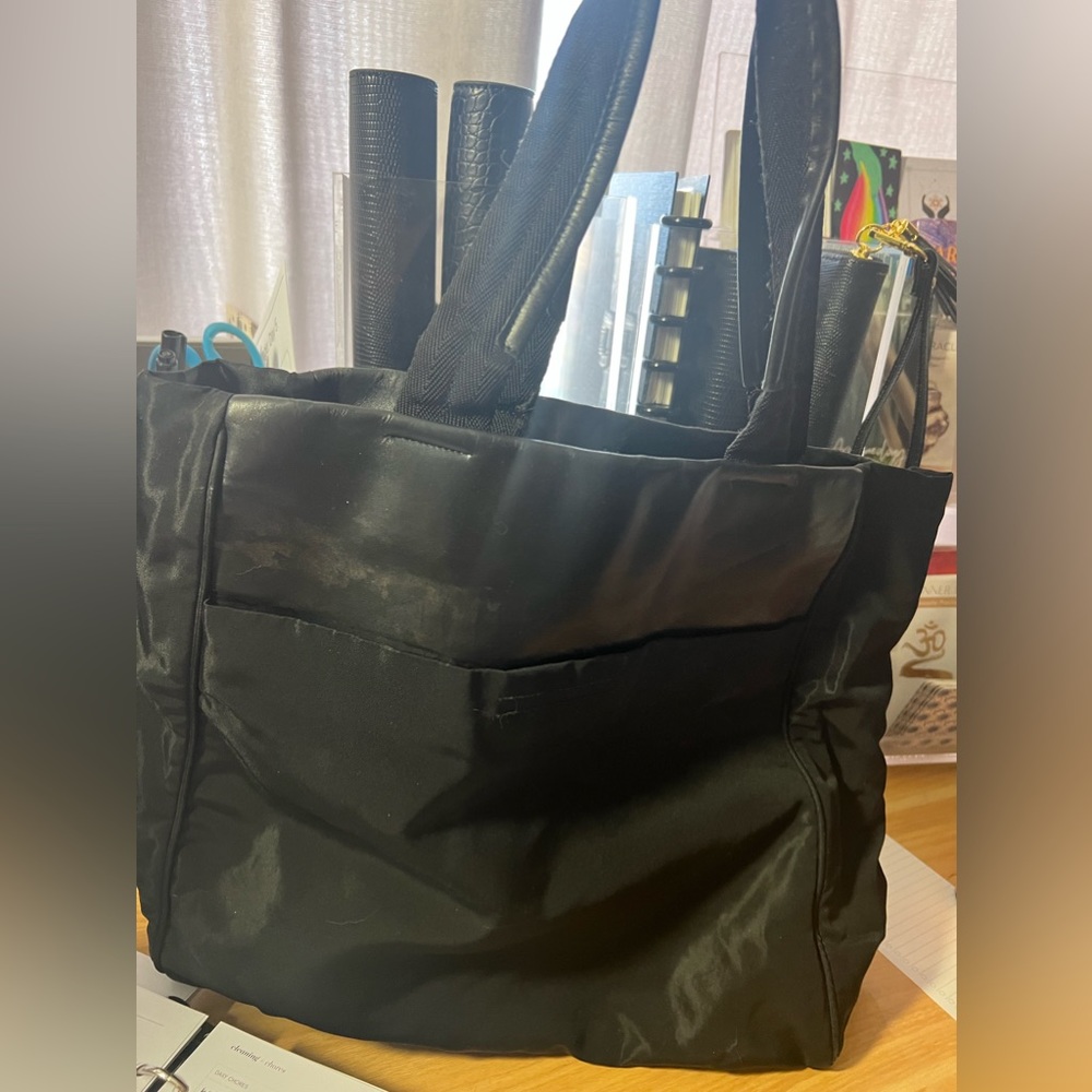 Gently USED authentic PRADA handbag tote NYLON BLACK durable material medium bag